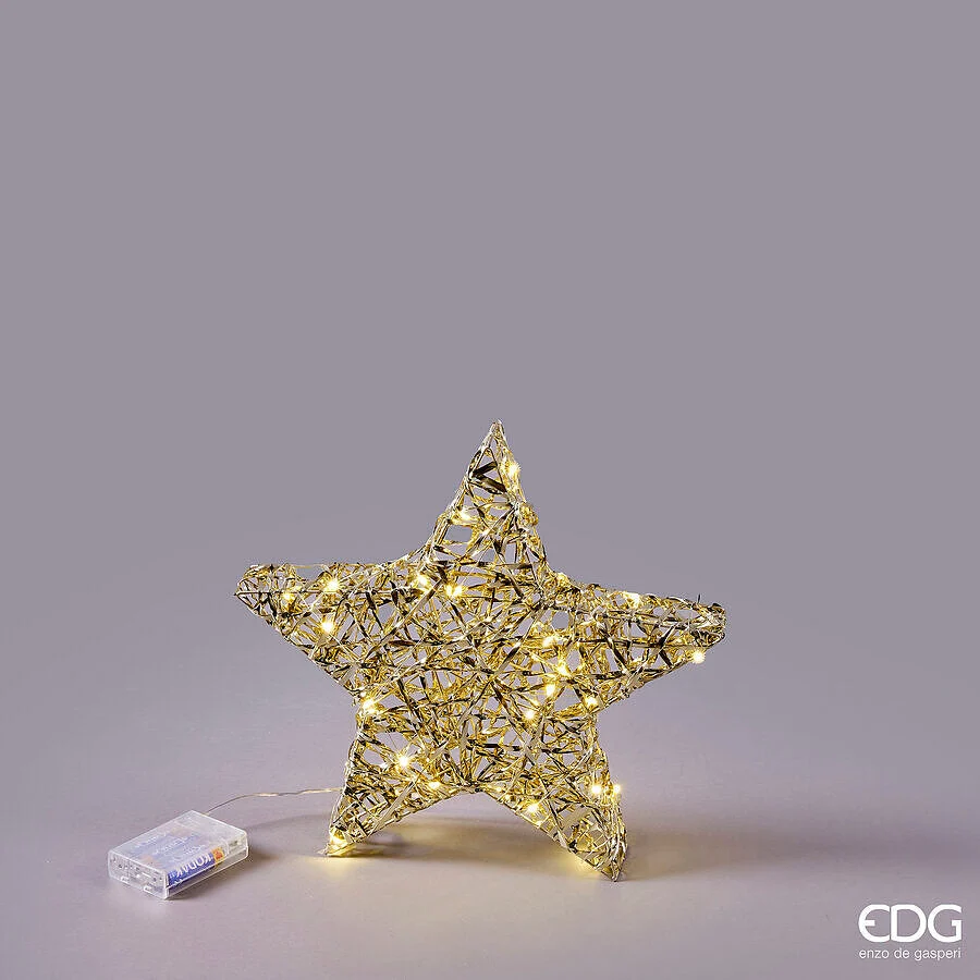 EDG Enzo De Gasperi Decoro Stella Natale Intreccio 30 MicroLed D 30 Cm L 5 Cm Gold