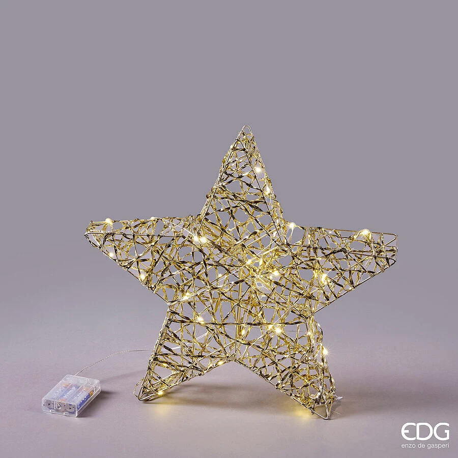 EDG Enzo De Gasperi Decoro Stella Natale Intreccio 40 MicroLed D 40 Cm L 6 Cm Gold