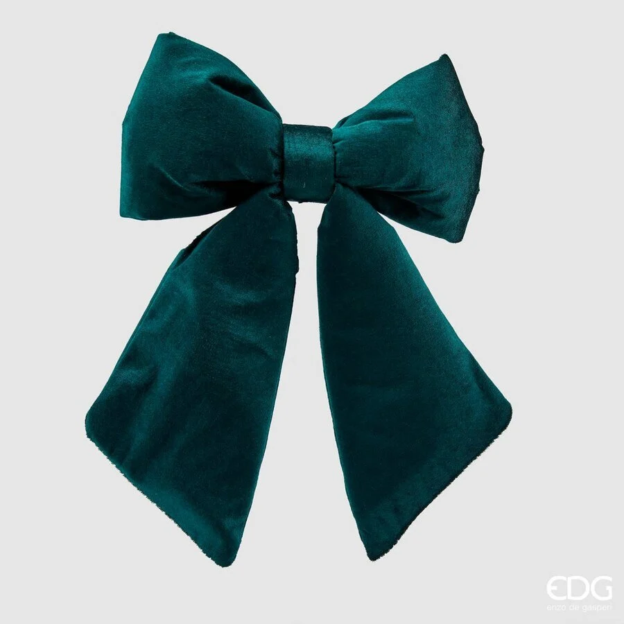 EDG Enzo De Gasperi Fiocco Natale Velluto H 25 Cm L 21 Cm Green