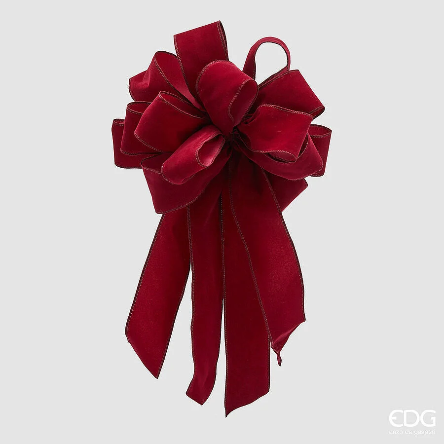 EDG Enzo De Gasperi Fiocco Velluto di Natale 15 Asole D 26 Cm L. 51 Cm Tessuto Burgundy