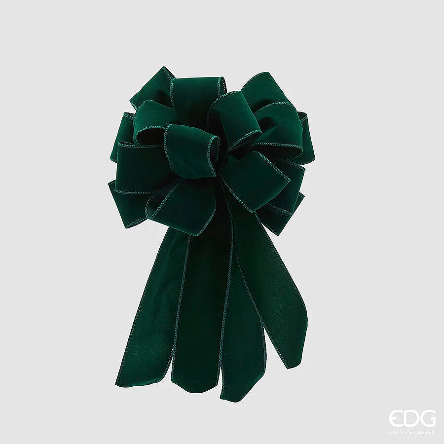 EDG Enzo De Gasperi Fiocco Velluto di Natale 15 Asole D 26 Cm L. 51 Cm Tessuto Green