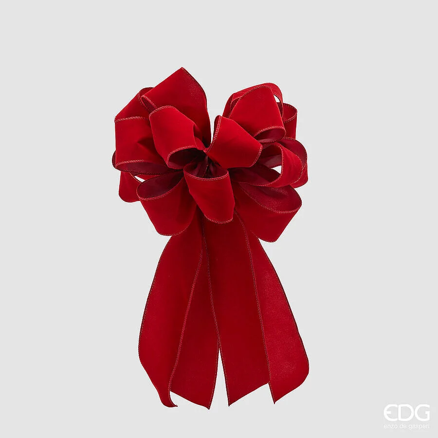 EDG Enzo De Gasperi Fiocco Velluto di Natale 15 Asole D 26 Cm L. 51 Cm Tessuto Red