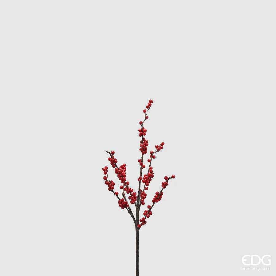EDG Enzo De Gasperi Ilex Ramo Natalizio con Bacche H 60 Cm Rosso