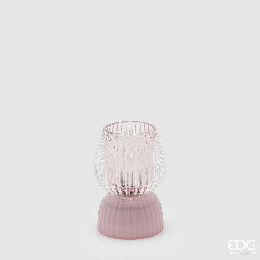 EDG Enzo De Gasperi Lampada da Tavolo Biforma a Righe Led H 13 Cm D 9 Cm IP20 Rosa