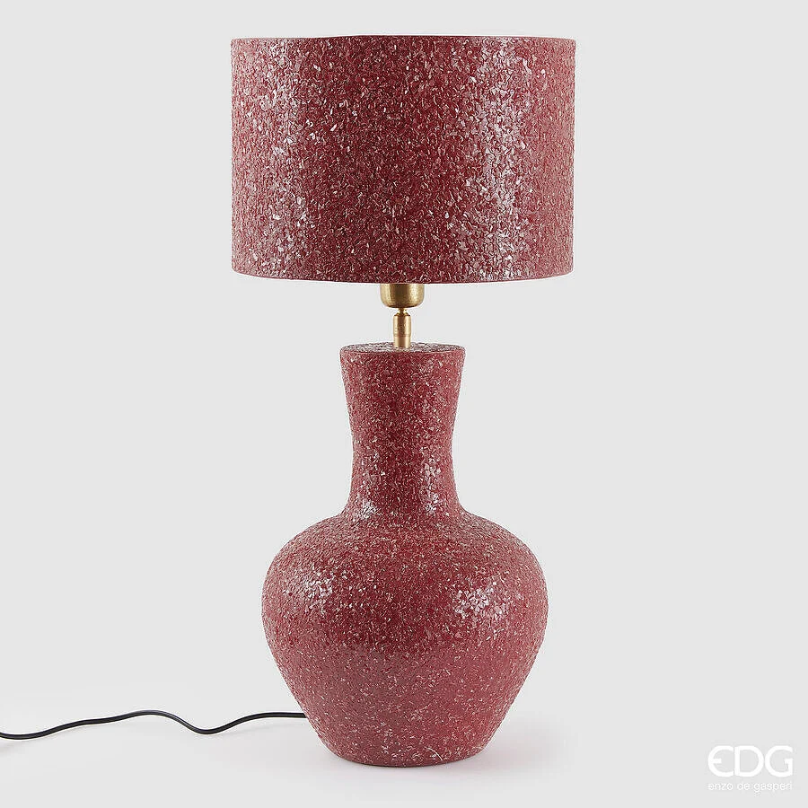 EDG Enzo De Gasperi Lampada da Tavolo Crackle E27 H 66 Cm D 31 Cm IP20 Metallo Dark Pink