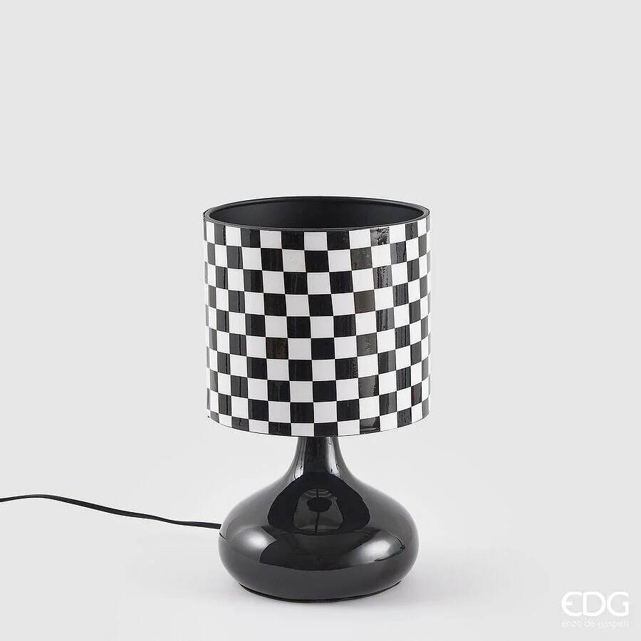 EDG Enzo De Gasperi Lampada da Tavolo Scacchi H 34 Cm D 20 Cm IP20 White Black