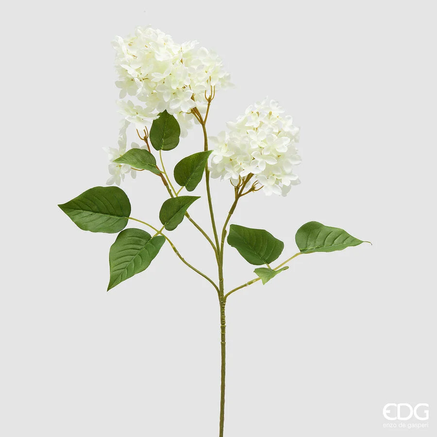 EDG Enzo De Gasperi Lillà Ramo con Foglie H 78 Cm Pianta Artificiale Colore Bianco
