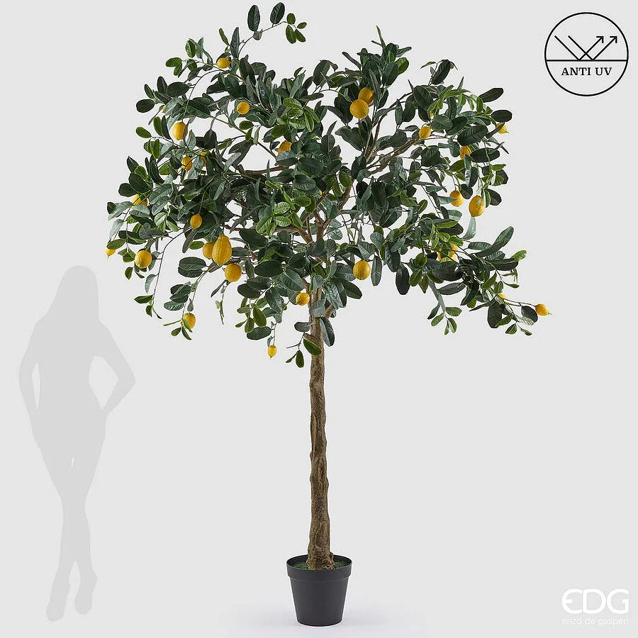 EDG Enzo De Gasperi Limone Anti-UV x31 con Vaso Pianta Artificiale H 270 Cm Verde Giallo