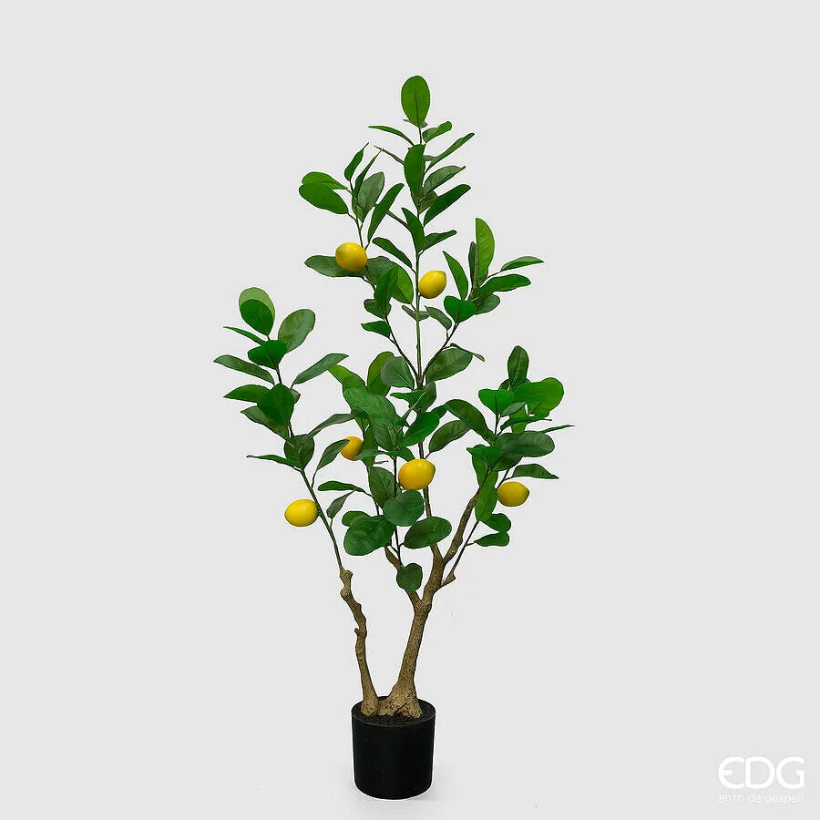 EDG Enzo De Gasperi Limone  Vogue x6 con Vaso Pianta Artificiale H 126 Cm Verde Giallo