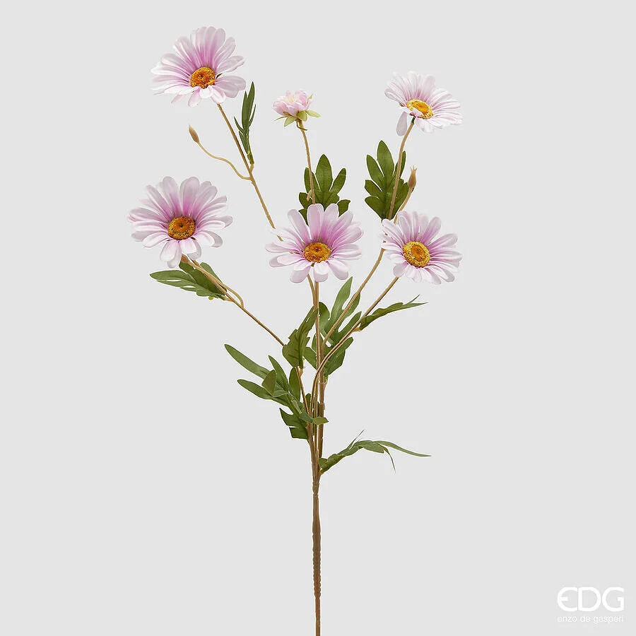 EDG Enzo De Gasperi Margherita Ramo x5 con Bocciolo H 77 Cm Pianta Artificiale Bianco Rosa