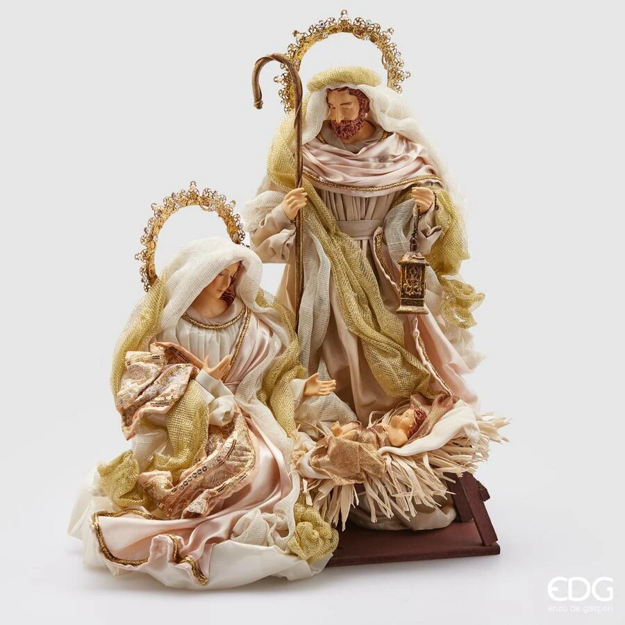EDG Enzo De Gasperi Nativita Tessuto Natale con Base H 50 Cm Green  Pink