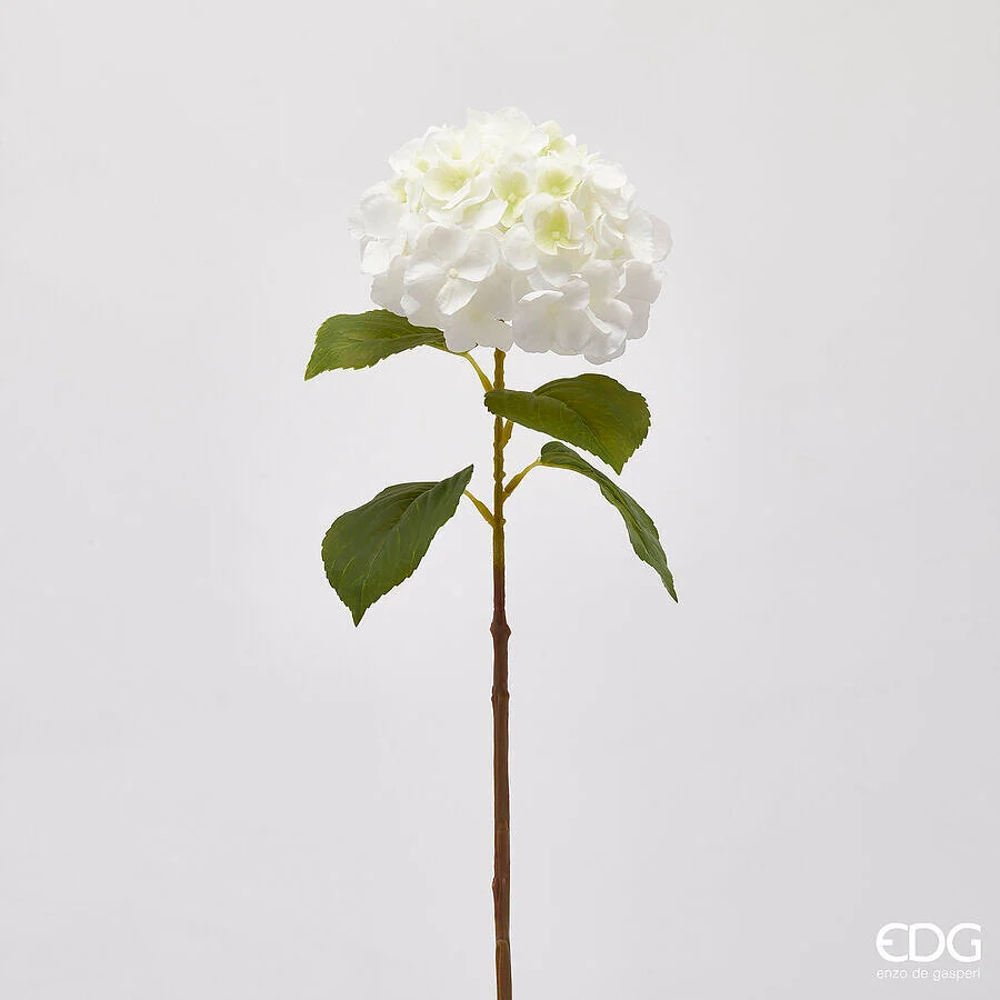 EDG Enzo De Gasperi Ortensia Ramo con Foglie H 70 Cm D 18 Cm Pianta Artificiale Colore Bianco