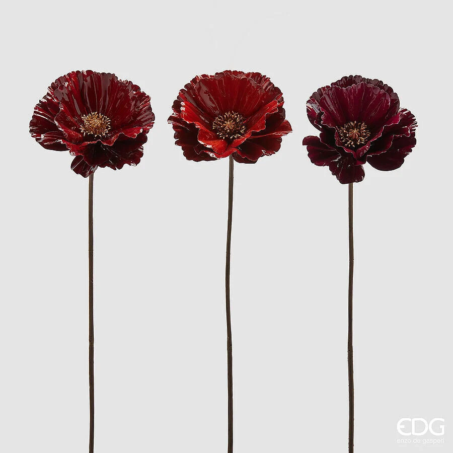 EDG Enzo De Gasperi Papavero Glossy Ramo Ass. H 70 Cm Red Mix 1 Pz