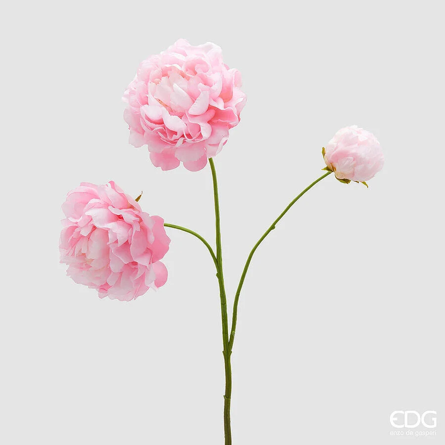EDG Enzo De Gasperi Peonia Ramo x3 con H 67 Cm Pianta Artificiale Colore Rosa Scuro