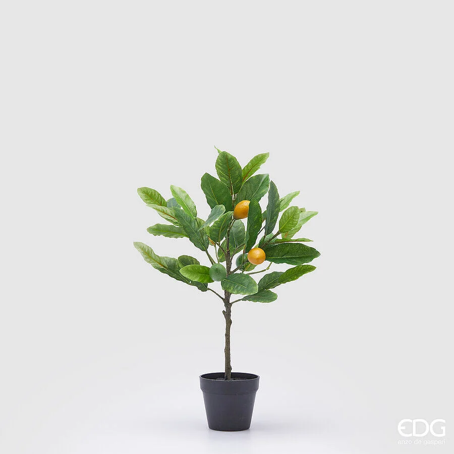 EDG Enzo De Gasperi Pianta Artificiale di Limoni con Vaso H 48 Cm Green Mix
