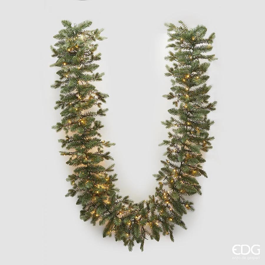 EDG Enzo De Gasperi Pino Festone di Natale Argentato 170 MiniLed L 270 Cm IP44 Sage