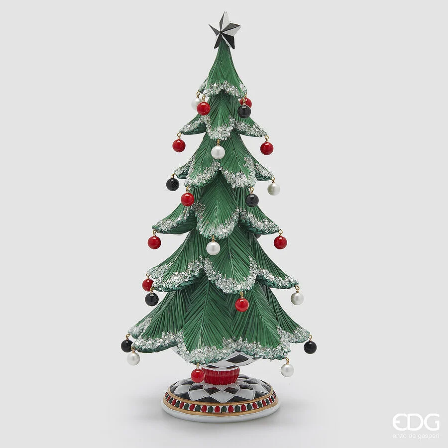 EDG Enzo De Gasperi Pino  Poly di Natale con perle  H 46 Cm D. 22 Cm Green