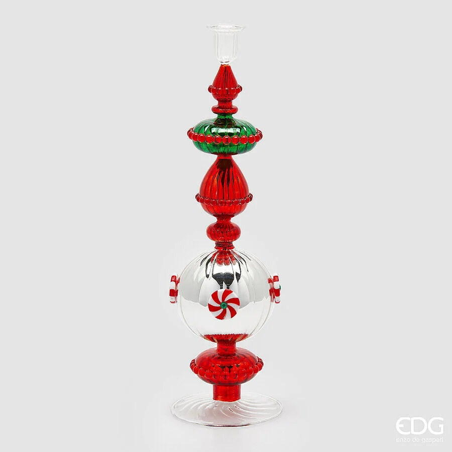 EDG Enzo De Gasperi Portacandela Candy di Natale  H 44 Cm Green Red