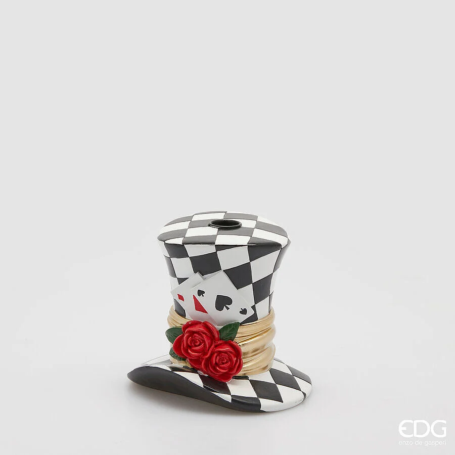 EDG Enzo De Gasperi Portacandela Cappello Natale H 14,5 Cm D 16 Cm White Black
