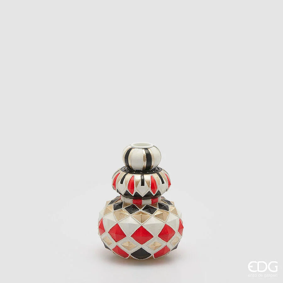 EDG Enzo De Gasperi Portacandela Geometri Spicchi Natale H 15 Cm D 11,5 Cm White Black