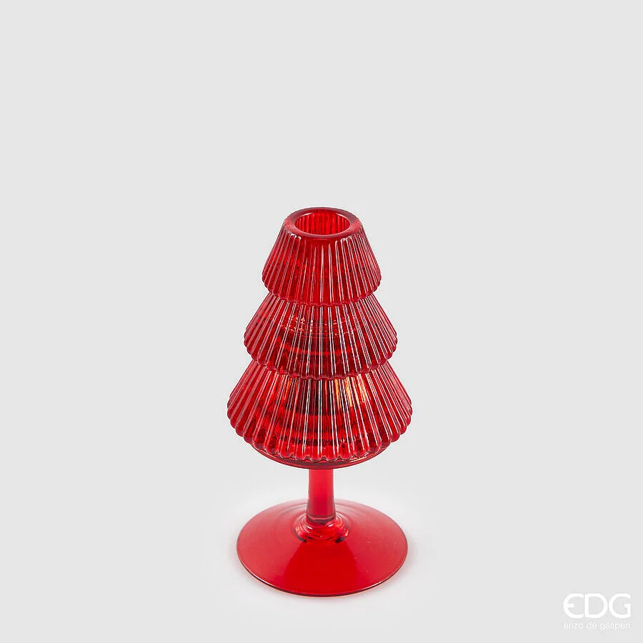 EDG Enzo De Gasperi Portacandela Pino di Natale H 16 Cm D 8 Cm Piede Calice Red