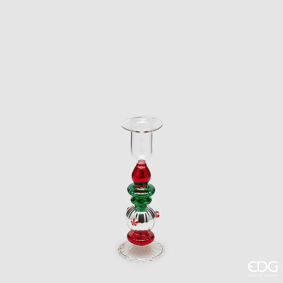 EDG Enzo De Gasperi Portacandela Strati di Natale  H 15,5 Cm D 5 Cm Green Red