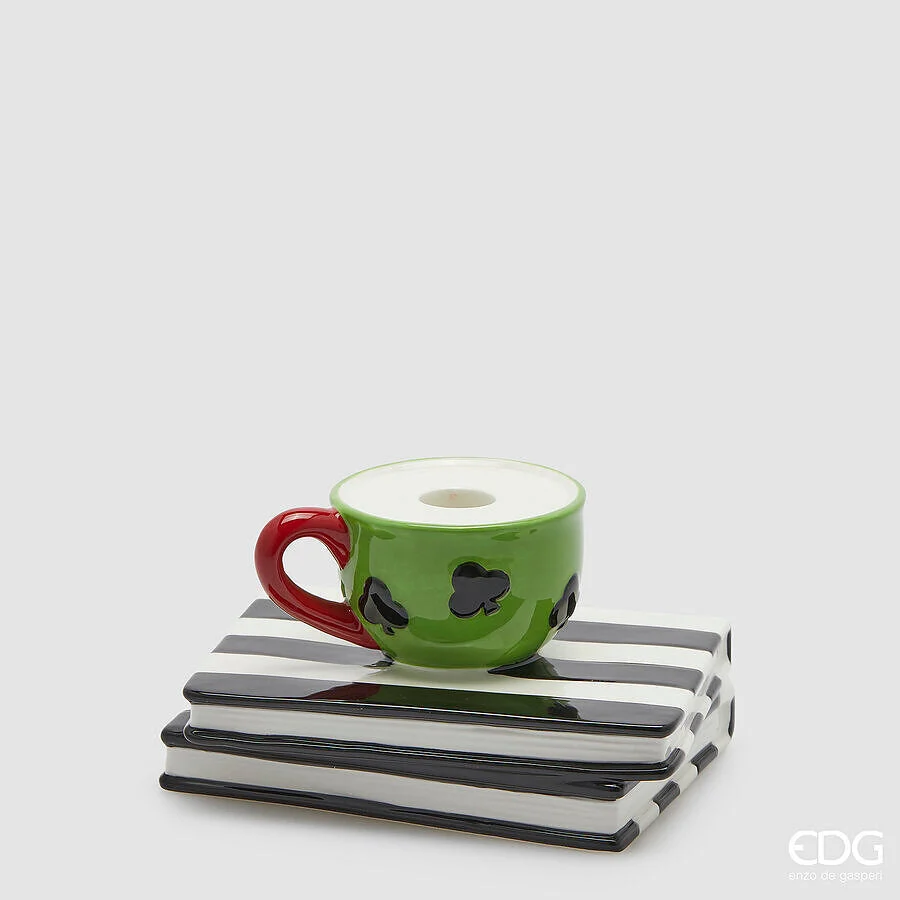 EDG Enzo De Gasperi Portacandela Tazza Libro H 10 Cm L 17 Cm L 14 Cm Natale White Black