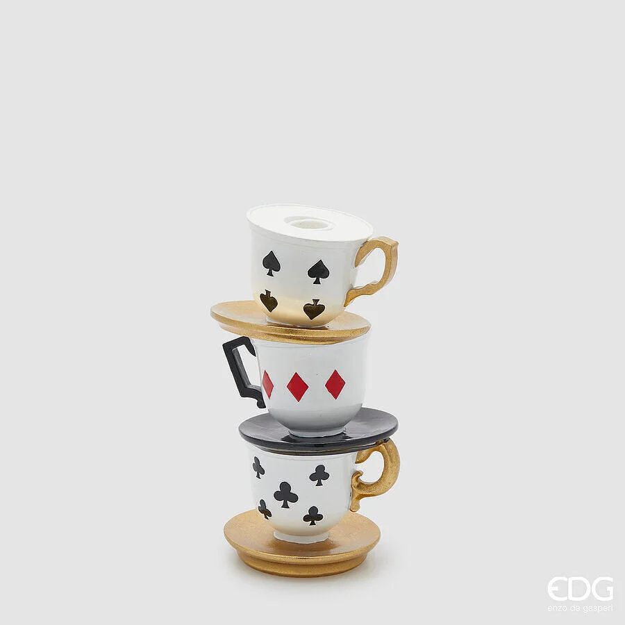 EDG Enzo De Gasperi Portacandela Tazza  Natale H 22 Cm D 10 Cm White Black