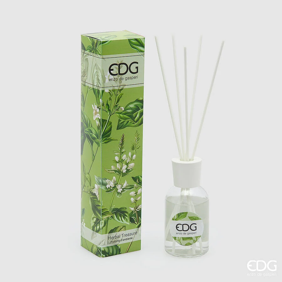 EDG Enzo De Gasperi Profumatore Bottiglia 100 Ml con Bastoncini Herbal Treasure