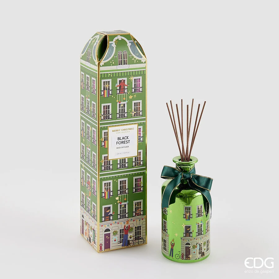 EDG Enzo De Gasperi Profumatore Bottiglia di Natale Rue de Rivoli 200 Ml H 13,5 Cm Black Forest Vert