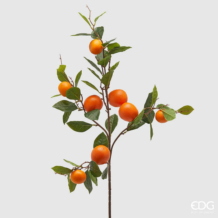 EDG Enzo De Gasperi Ramo Arancia x8 con Foglie Pianta Artificiale H 95 Cm Arancione