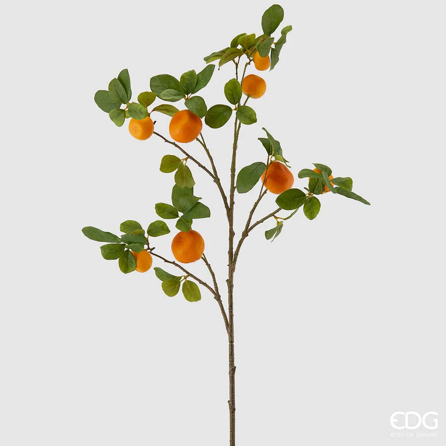 EDG Enzo De Gasperi Ramo Mandarino Rex con Frutti Pianta Artificiale H 110 Cm Arancione