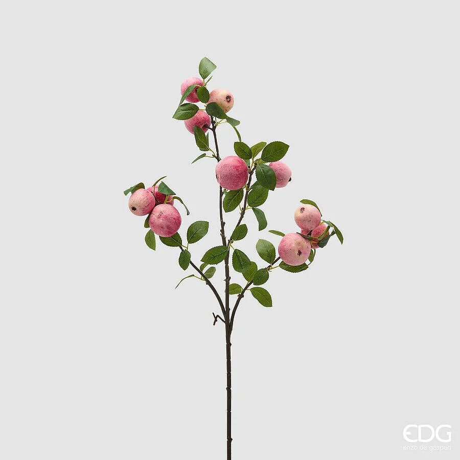 EDG Enzo De Gasperi Ramo Mela x11 con Foglie Pianta Artificiale H 80 Cm Crema Rosa