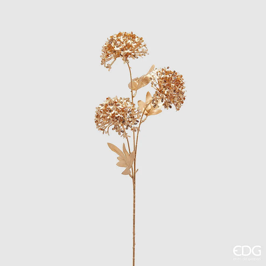 EDG Enzo De Gasperi Ramo Viburno Natalizio 3 Fiori H 66 Cm Oro