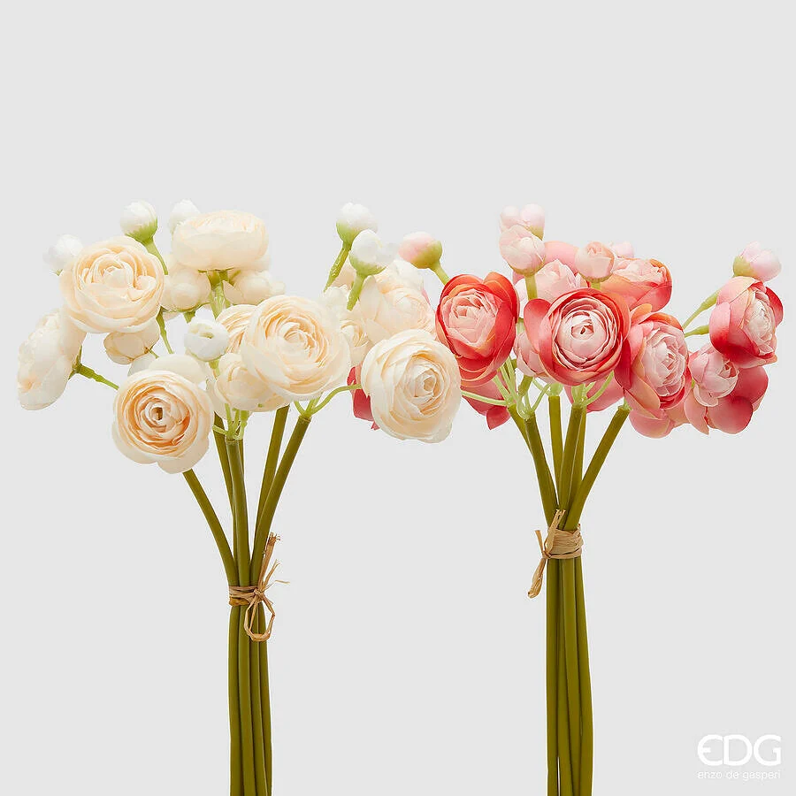 EDG Enzo De Gasperi Ranuncolo Bouquet x6 Ass. H 30 Cm Pianta Artificiale Rosa Chiaro o Scuro 1 Pz