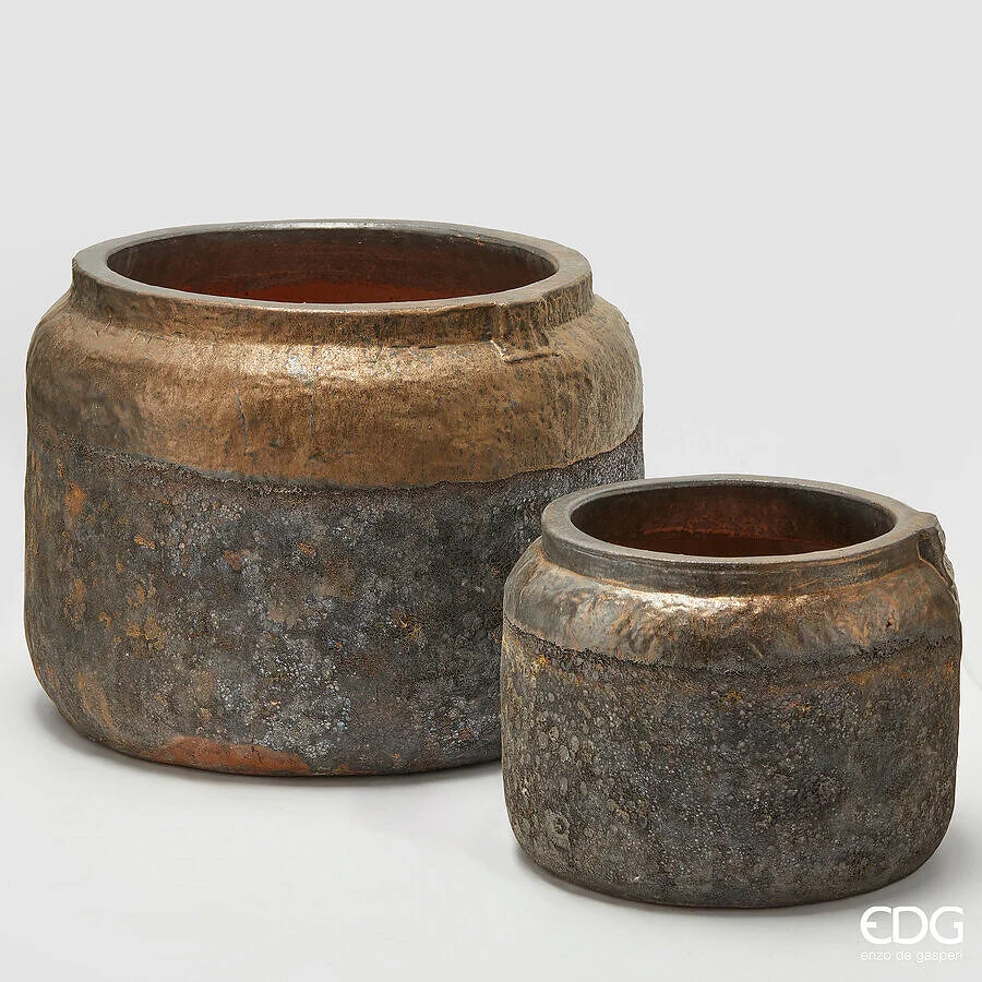 EDG Enzo De Gasperi Set 2 Vasi Saigon Rotondo Copper 41-25 cm