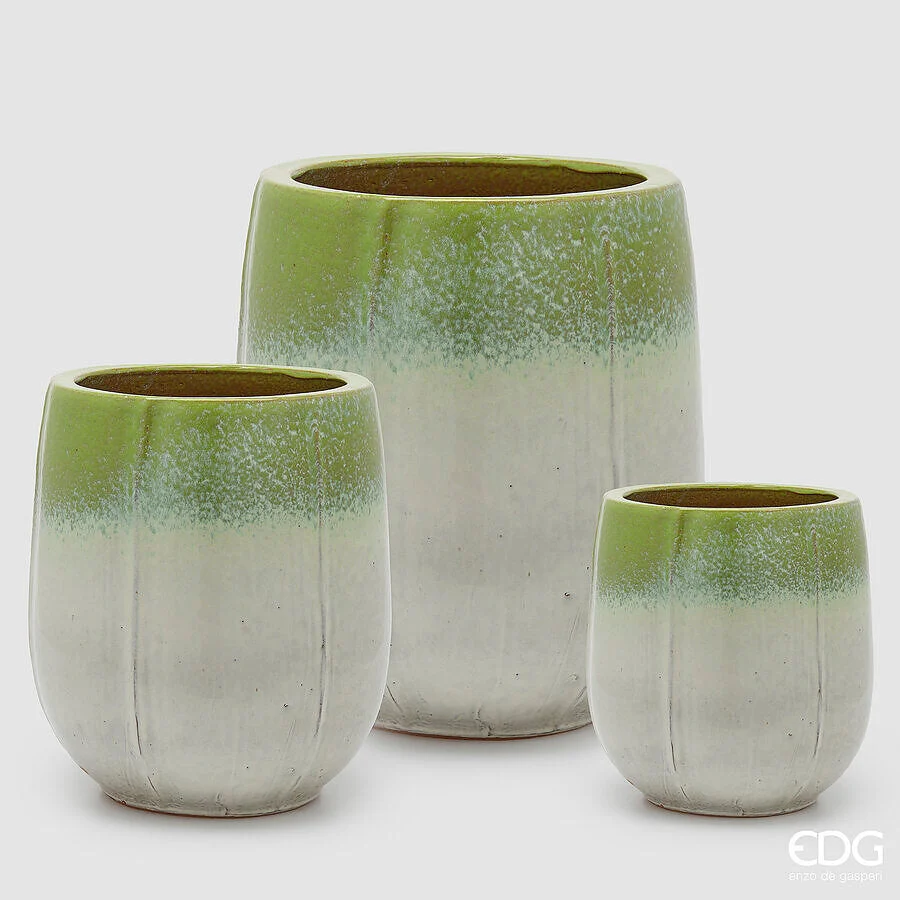 EDG Enzo De Gasperi Set 3 Vasi Atlas Spicchi Bombato Mix Verde