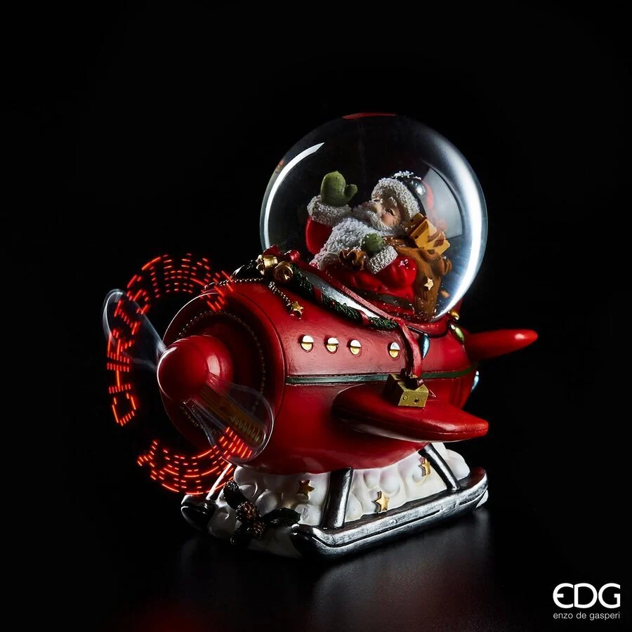 EDG Enzo De Gasperi Sfera Acqua Aereo MerryXmas con Led L 15 Cm Red