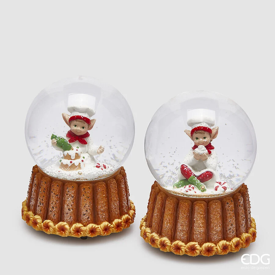 EDG Enzo De Gasperi Sfera Acqua Elfo di Natale Carillon Ass. H 14 Cm D 10 Cm Multicolor
