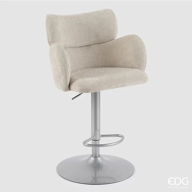 EDG Enzo De Gasperi Sgabello Moka in Tessuto Avorio H 118,5 x  L60,5 x P 58 cm