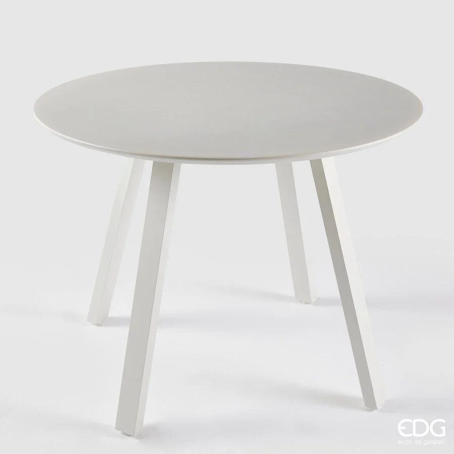 EDG Enzo De Gasperi Tavolo Rotondo da Esterno Bianco in Alluminio D 100 cm H75 cm