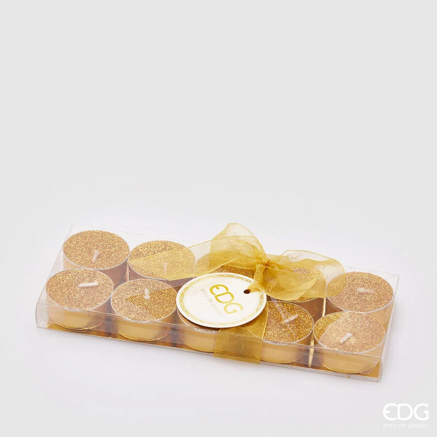 EDG Enzo De Gasperi Tealight Glitterate H 1,2 Cm D 3,8 Cm Cf 10 Pz  Gold