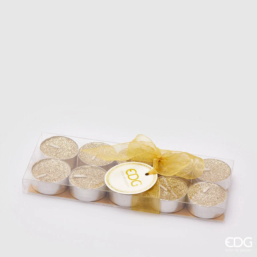 EDG Enzo De Gasperi Tealight Glitterate H 1,2 Cm D 3,8 Cm Cf 10 Pz Light Gold