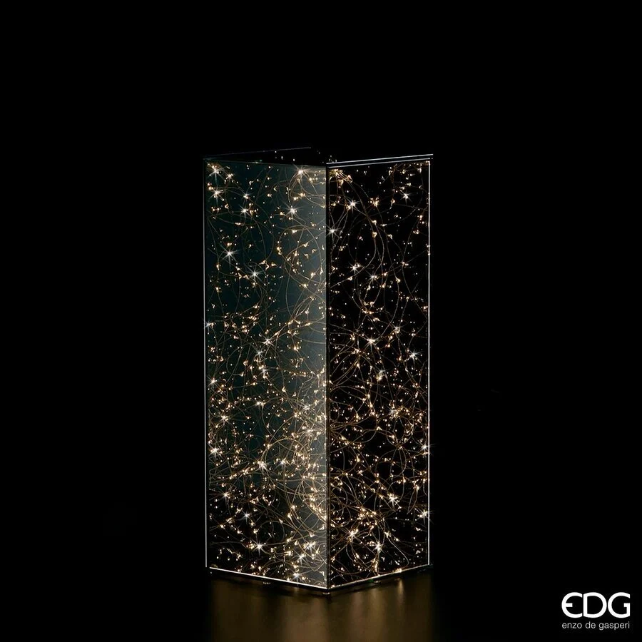 EDG Enzo De Gasperi Teca Colonna Natale con 150 Led H 50 Cm 20 x 20 Cm Grey