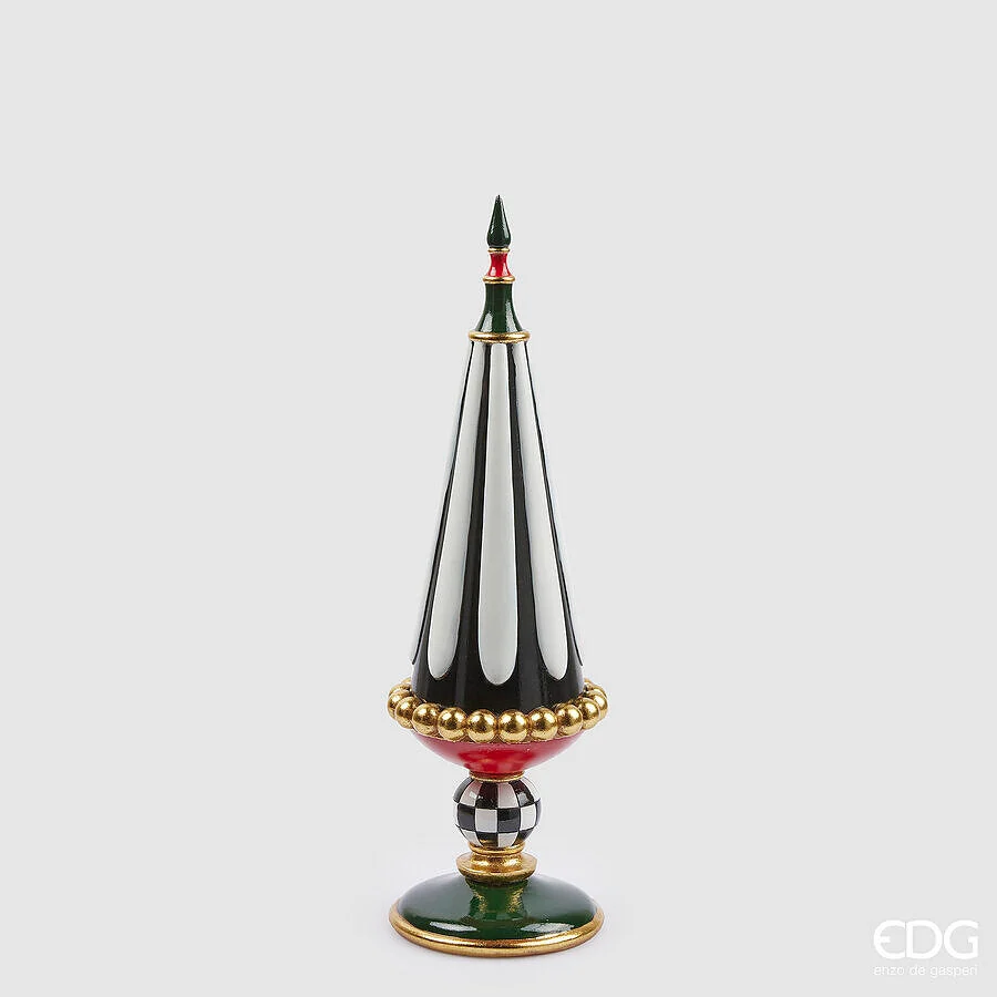 EDG Enzo De Gasperi Topiary Scacchi di Natale  H 45 Cm D 14 Cm White Black