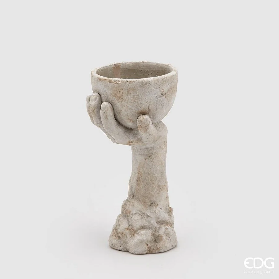 EDG Enzo De Gasperi Vaso Cemento Graal H 30,5 Cm Cemento Waterproof Grigio