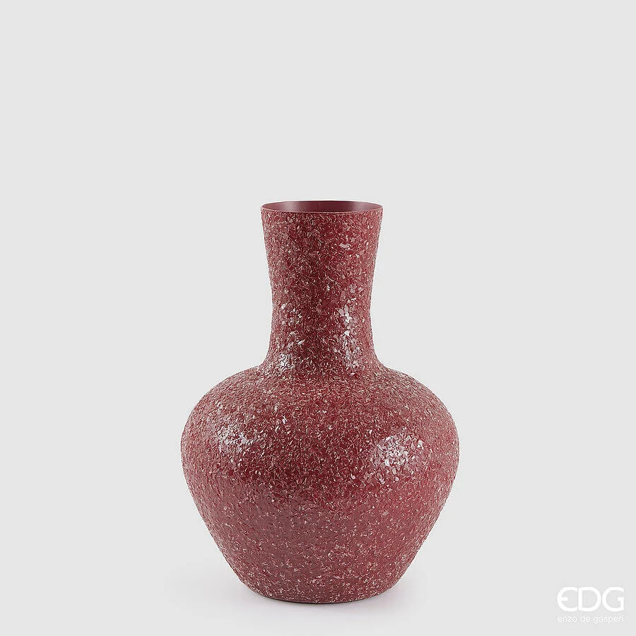 EDG Enzo De Gasperi Vaso Crackle Anfora H 38 Cm D 26 Cm Metallo Dark Pink
