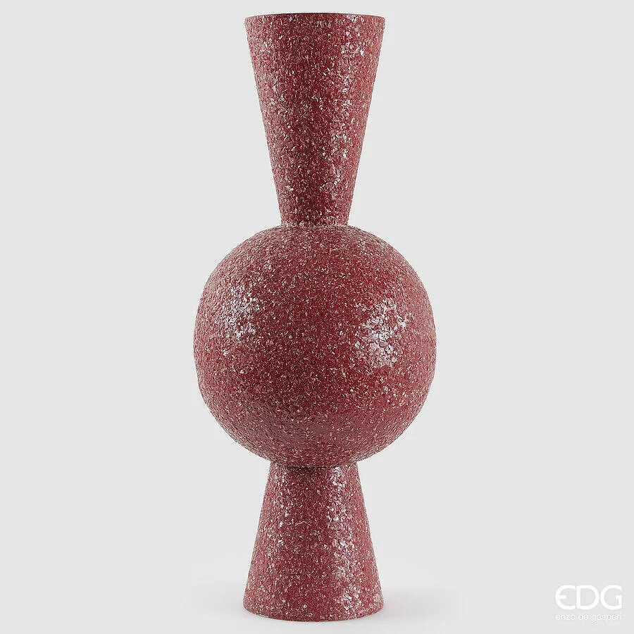 EDG Enzo De Gasperi Vaso Crackle Geometrie H 74 Cm D 30 Cm Metallo Dark Pink