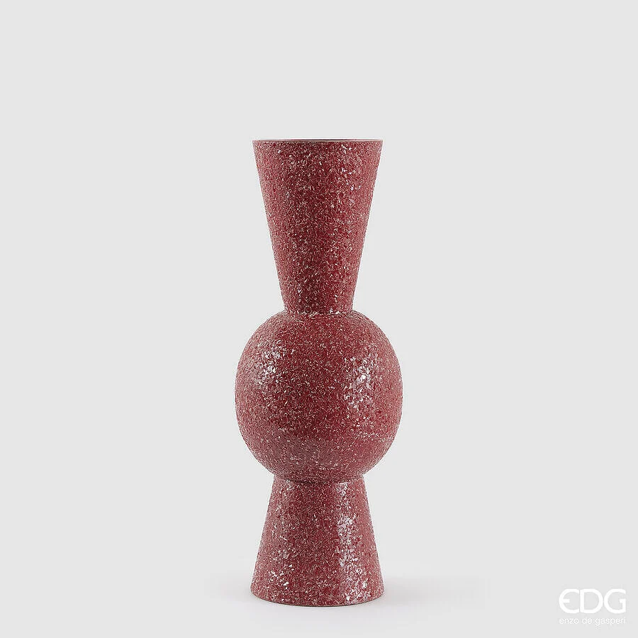 EDG Enzo De Gasperi Vaso Crackle Geometrie H 55 Cm D 20 Cm Metallo Dark Pink
