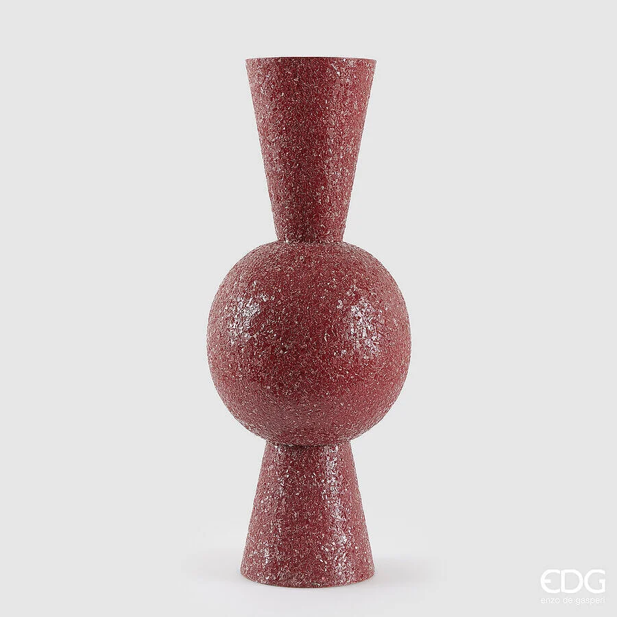 EDG Enzo De Gasperi Vaso Crackle Geometrie H 66 Cm D 26 Cm Metallo Dark Pink
